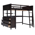 Full Size Loft Bed With Drawers And Desk, Wooden Loft Bed With Shelves Espresso Old Sku:Lt001529Aap Espresso Solid Wood