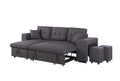 Daniel Upholstered Reversible Sectional With Pull Out Seat Dark Gray Foam Linen