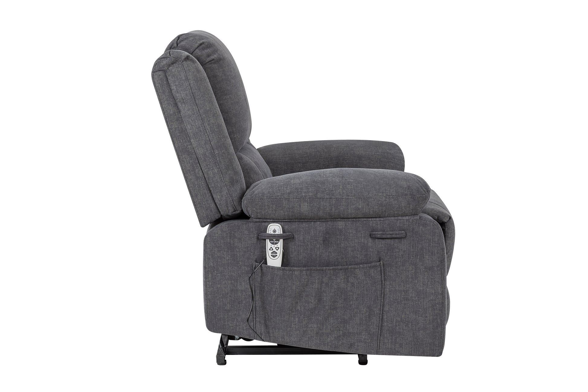 Electric Power Recliner Chair With Massage For Elderly ,Remote Control Multi Function Lifting, Timing, Cushion Heating Chair With Side Pocket Dark Grey Dark Grey Power Remote Metal Primary Living Space Soft American Design Pillow Top Arms Cat Scratch