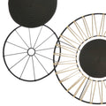 Circular 5 Piece Metal Wall Decor With Wheel And Plate Design, Black Black Metal