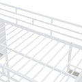 Twin Size Loft Metal Bed With 3 Layers Of Shelves And Desk, Stylish Metal Frame Bed With Whiteboard, White White Metal