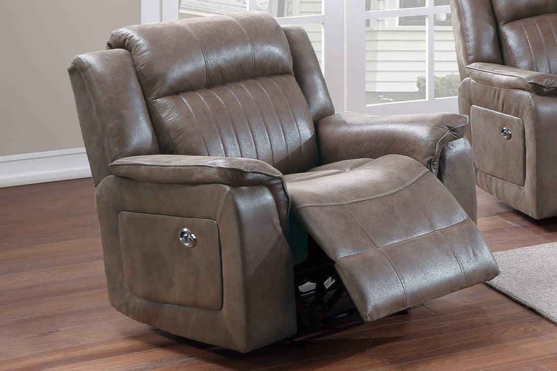 Contemporary Power Motion Glider Recliner Chair 1Pc Living Room Furniture Dark Coffee Coffee Faux Leather Primary Living Space Cushion Back Contemporary,Modern Pillow Top Arms Faux Leather