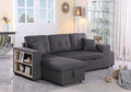 Daniel Upholstered Reversible Sectional With Pull Out Seat Dark Gray Foam Linen