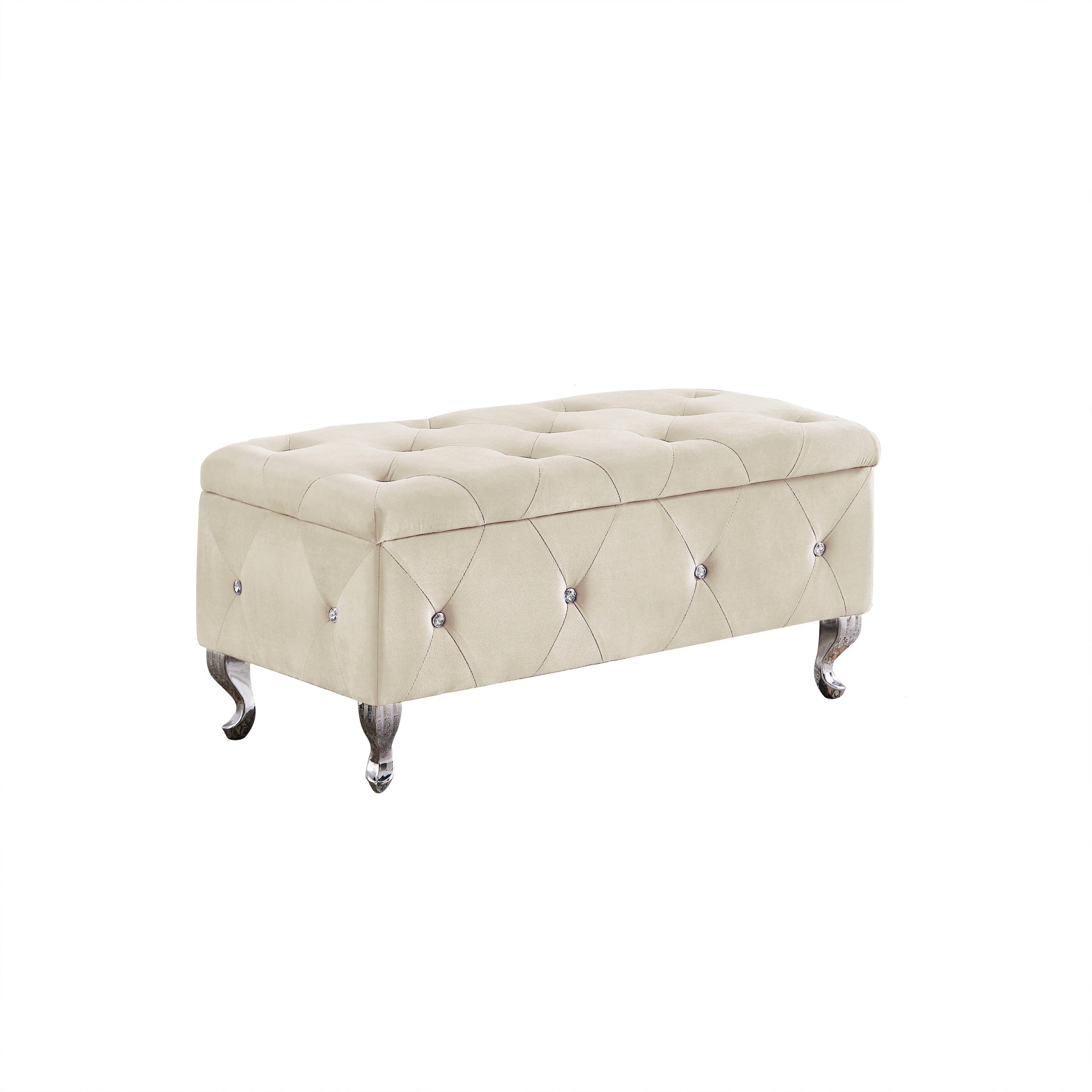 Storage Bench, Flip Top Entryway Bench Seat With Safety Hinge, Storage Chest With Padded Seat, Bed End Stool For Hallway Living Room Bedroom, Supports 250 Lb, Creamy White Velet Cushioned Creamy White Brown Velvet Primary Living Space Black Modern