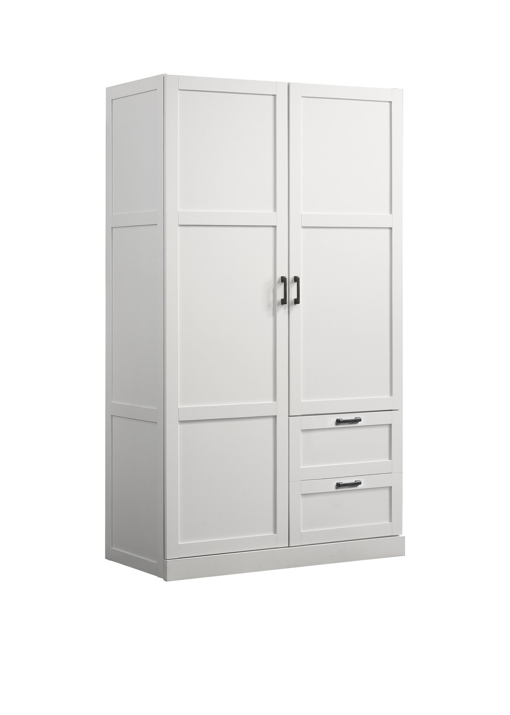 Aubree 40" White Wardrobe Cabinet Armoire With 2 Drawers And Hanging Rod White Wood