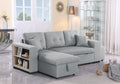 Daniel Upholstered Reversible Sectional With Pull Out Seat Light Gray Foam Linen