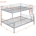 Full Xl Over Queen Metal Bunk Bed, Sliver Silver Iron