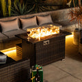 44Inch Outdoor Fire Pit Table, Propane Fire Table With Ceramic Tabletop Gas Fire Table Espresso Wicker