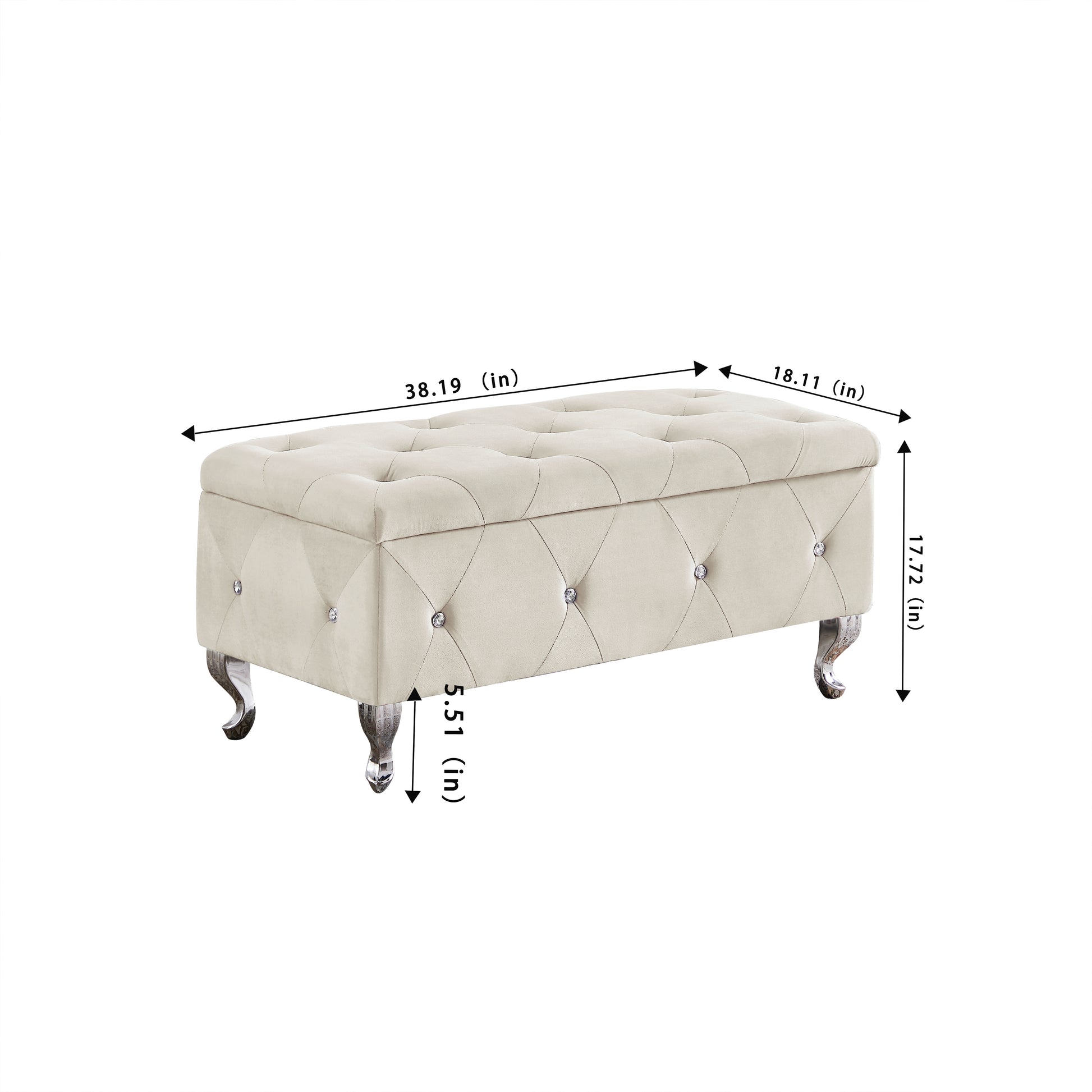 Storage Bench, Flip Top Entryway Bench Seat With Safety Hinge, Storage Chest With Padded Seat, Bed End Stool For Hallway Living Room Bedroom, Supports 250 Lb, Creamy White Velet Cushioned Creamy White Brown Velvet Primary Living Space Black Modern