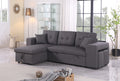 Daniel Upholstered Reversible Sectional With Pull Out Seat Dark Gray Foam Linen