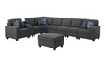 Hannah Sectional Sofa With Ottoman Dark Gray Foam Linen