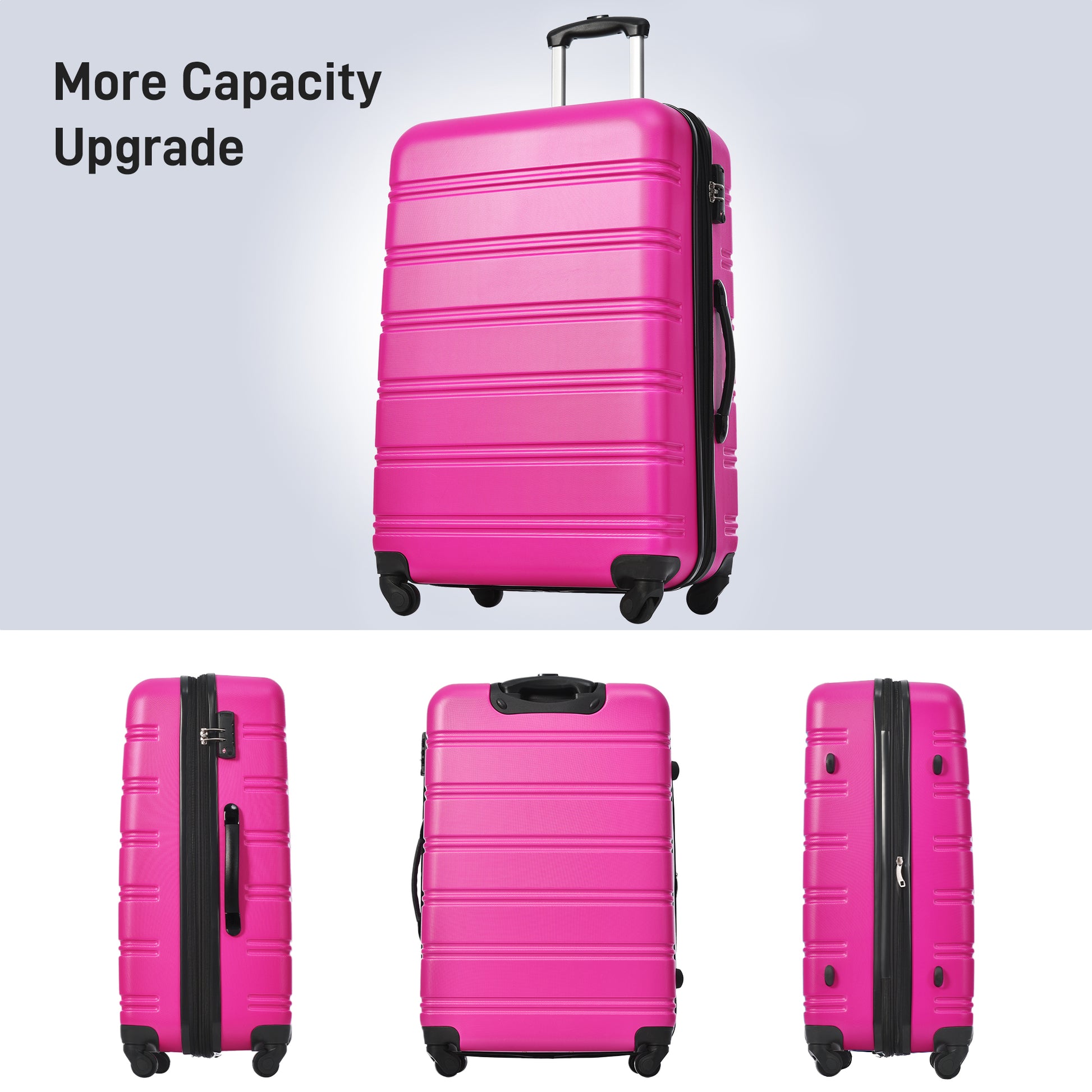 Hardshell Luggage Sets 2Pcs Bag Spinner Suitcase With Tsa Lock Lightweight Pink Abs