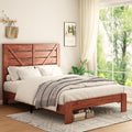 Queen Bed Frame Headboardwood Platform Bed Framenoise Free,No Box Spring Needed And Easy Assembly Tool,Large Under Bed Storage, Vintage Brown Box Spring Not Required Queen Dark Brown Bedroom Bed Frame Metal & Wood