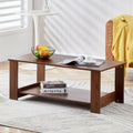 Modern And Practical Walnut Textured Coffee Tablestea Tables. The Double Layered Coffee Table Is Made Of Mdf Material. Suitable For Living Room 43.3