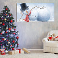 Framed Canvas Wall Art Decor Painting For Chrismas, Cute Lying Snowman Painting For Chrismas Gift, Decoration For Chrismas Eve Office Living Room, Bedroom Decor Ready To Hang Rectangle Framed Multicolor Christmas Medium 25In 32In Canvas Cultures And