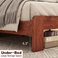 Queen Bed Frame Headboardwood Platform Bed Framenoise Free,No Box Spring Needed And Easy Assembly Tool,Large Under Bed Storage, Vintage Brown Box Spring Not Required Queen Dark Brown Bedroom Bed Frame Metal & Wood