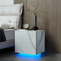 Nightstands Led Side Tables Bedroom Modern End Tables With 2 Drawers For Living Room Bedroom White White White 2 Drawers Bedroom Rectangle American Design,American Traditional,Boho,Casual,French Walnut Easy Assembly Walnut Abs Engineered Wood