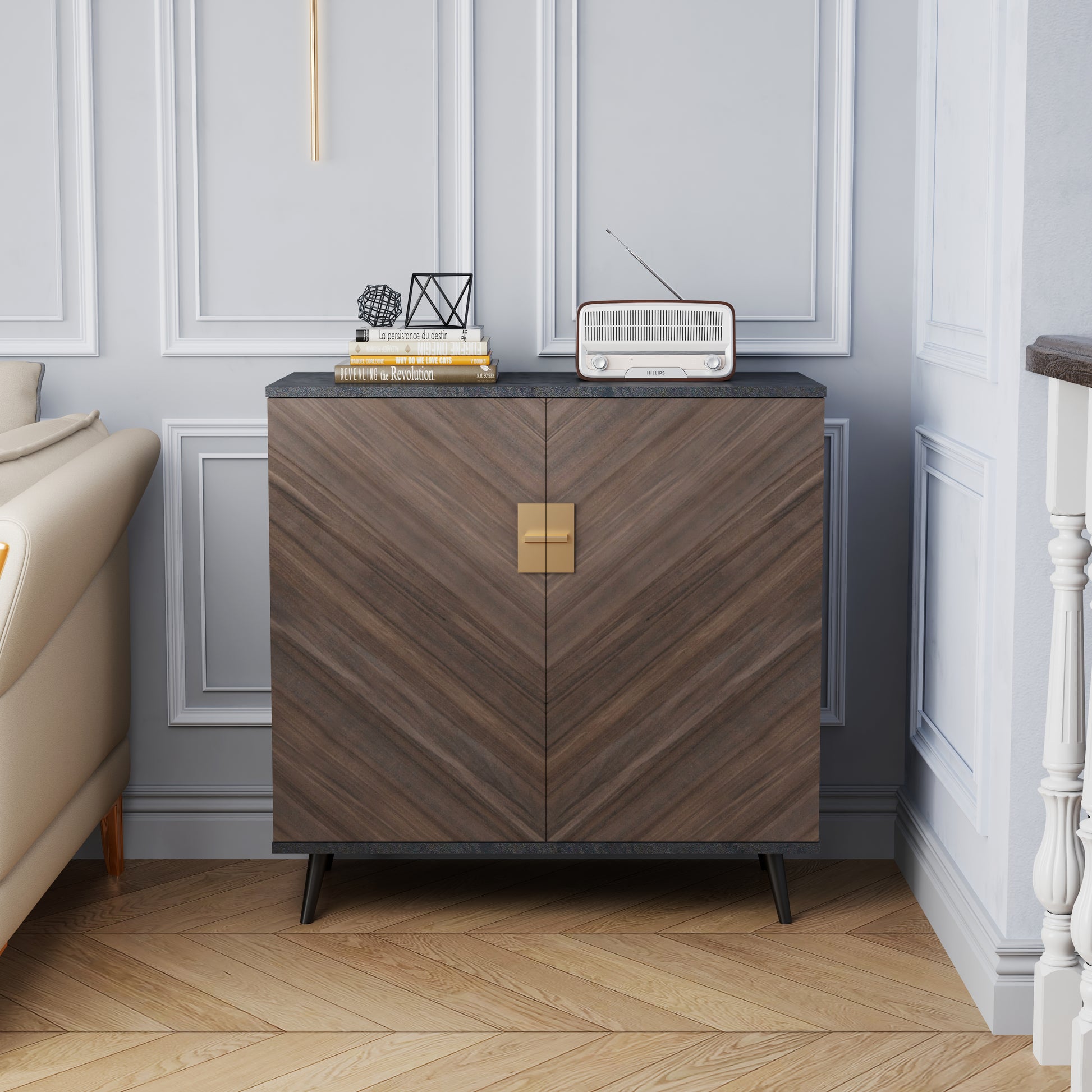 Accent Storage Cabinet With Doors, Bar Cabinet Buffet Cabinet With Storage For Living Room, Hallway, Bedroom Brown Mix Particle Board