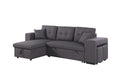 Daniel Upholstered Reversible Sectional With Pull Out Seat Dark Gray Foam Linen