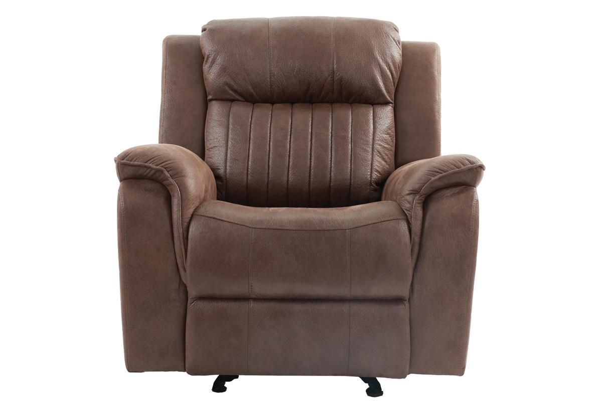 Contemporary Manual Motion Glider Recliner Chair 1Pc Living Room Furniture Dark Coffee Coffee Faux Leather Primary Living Space Cushion Back Contemporary,Modern Pillow Top Arms Faux Leather