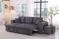 Daniel Upholstered Reversible Sectional With Pull Out Seat Dark Gray Foam Linen