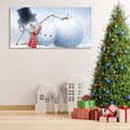 Framed Canvas Wall Art Decor Painting For Chrismas, Cute Lying Snowman Painting For Chrismas Gift, Decoration For Chrismas Eve Office Living Room, Bedroom Decor Ready To Hang Rectangle Framed Multicolor Christmas Medium 25In 32In Canvas Cultures And