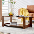 Modern And Practical Walnut Textured Coffee Tablestea Tables. The Double Layered Coffee Table Is Made Of Mdf Material. Suitable For Living Room 43.3