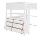 Full Size Loft Bed With Drawers And Desk, Wooden Loft Bed With Shelves White Old Sku:Lt001529Aak White Solid Wood