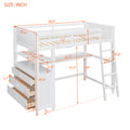 Twin Size Loft Bed With Drawers And Desk, Wooden Loft Bed With Shelves White Old Sku: Lt001530Aak White Solid Wood