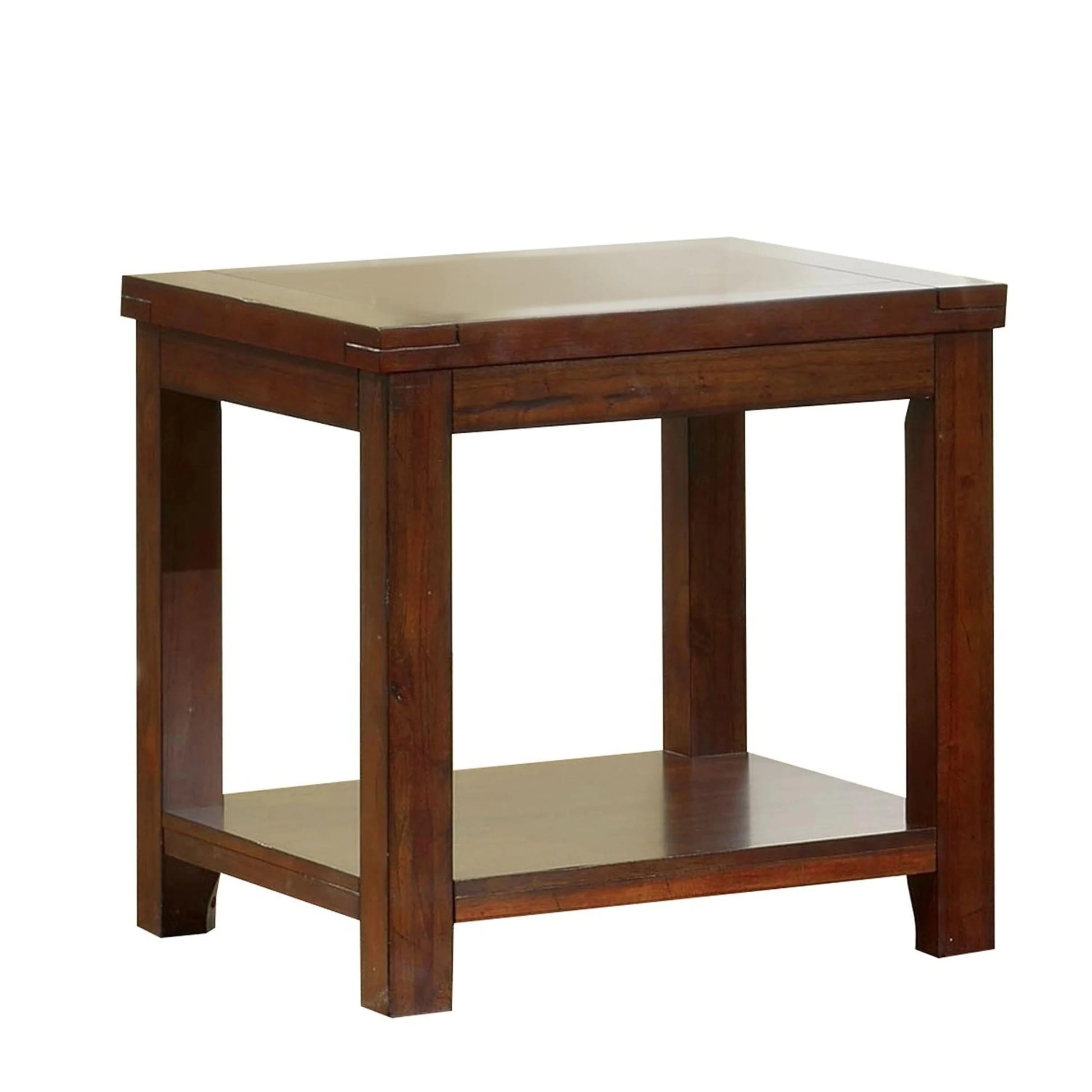 End Table Dark Cherry Open Shelf Natural Wood Grain Design 1Pc Table Living Room Furniture Cherry Brown Primary Living Space Contemporary,Modern,Transitional Rubberwood Rectangular Open Storage Solid Wood H Shape