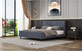 Queen Size Upholstered Platform Bed, Velvet, Gray Gray Upholstered