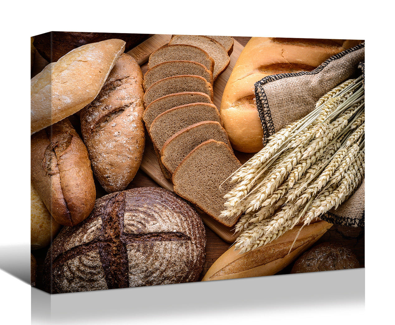 Framed Canvas Wall Art Decor Bread Painting, Still Life Bread Painting Decoration For Restrant, Kitchen, Dining Room, Office Living Room, Bedroom Decor Ready To Hang Rectangle Framed Multicolor Oversized 41In Canvas Food&Beverage