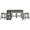 Casual Style Counter Height Dining 5Pc Set Gray Finish Multifunctional Table With 4X Stools Upholstered Cushion Seat Drawers Shelves Table Dining Kitchen Set Gray Seats 4 Dining Room Casual,Industrial Rectangular Dining Table With Chair Wood