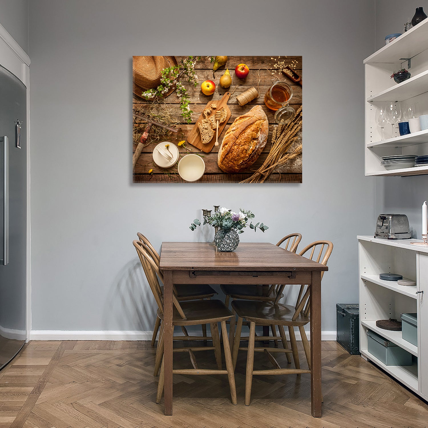 Framed Canvas Wall Art Decor Bread Painting, Still Life Bread Painting Decoration For Restrant, Kitchen, Dining Room, Office Living Room, Bedroom Decor Ready To Hang Rectangle Framed Multicolor Oversized 41In Canvas Food&Beverage