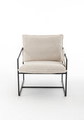 2 Chairs In 1 Box, Upholstered Hanging Armchair With Arm Pocket Metal Frame, Crushed Foam Cushions And Skin Friendly Braid For Living Room And Bedroom. Beige Color Beige Metal