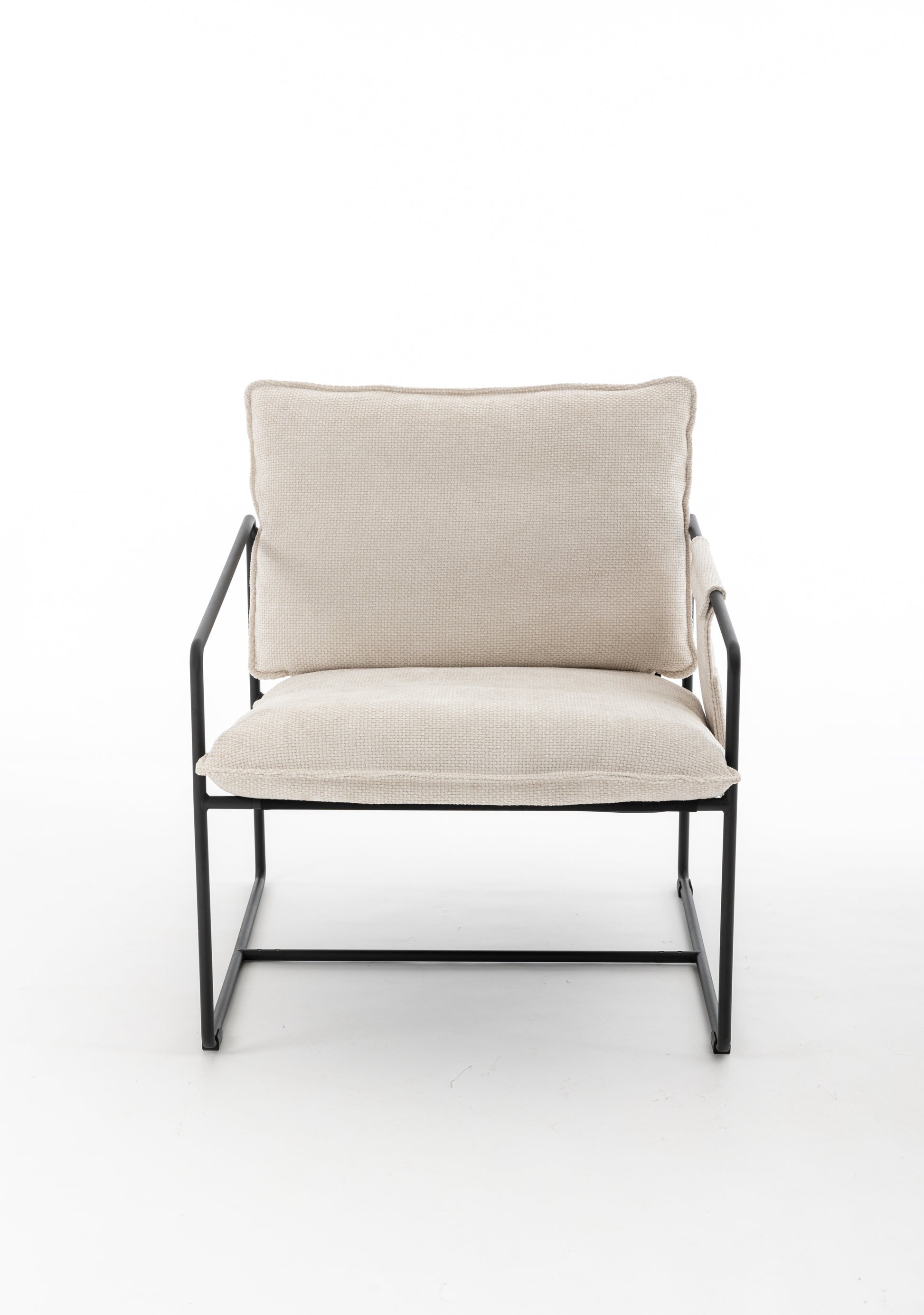 2 Chairs In 1 Box, Upholstered Hanging Armchair With Arm Pocket Metal Frame, Crushed Foam Cushions And Skin Friendly Braid For Living Room And Bedroom. Beige Color Beige Metal