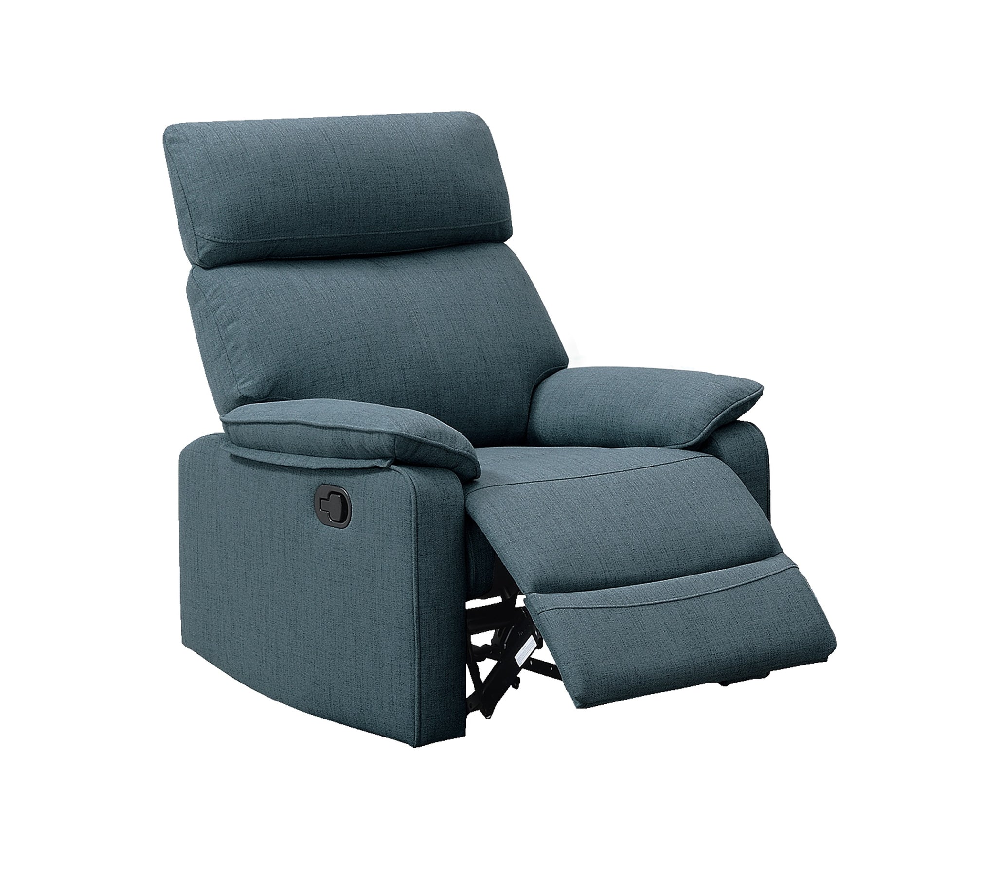 Dark Blue Burlap Fabric Recliner Motion Recliner Chair 1Pc Couch Manual Motion Living Room Furniture Dark Blue Metal Primary Living Space Cushion Back Contemporary,Modern Pillow Top Arms Fabric 1 Seat