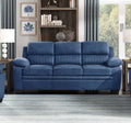 Modern Living Room 3Pc Sofa Set Plush Comfortable Sofa Loveseat Chair Blue Textured Fabric Channel Tufting Solid Wood Furniture Blue Polyester Wood Primary Living Space Contemporary Pillow Top Arms Solid Wood 6 Seat