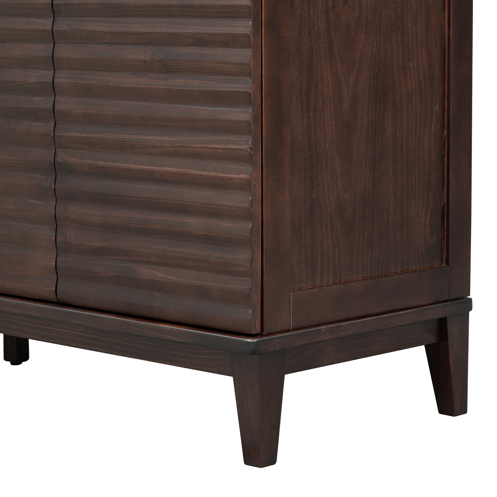 Sideboard With 4 Door Large Storage Buffet With Adjustable Shelves And Metal Handles For Kitchen, Living Room, Dining Room Espresso Espresso Mdf