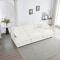 Comfortable Deep Seat Reversible Modular 6 Seater Sectional Super Soft Sofa U Shaped Sectional Couch With 3 Ottomans, 3 Toss Pillows And 2 Arm Pillows White Foam 3 Seat