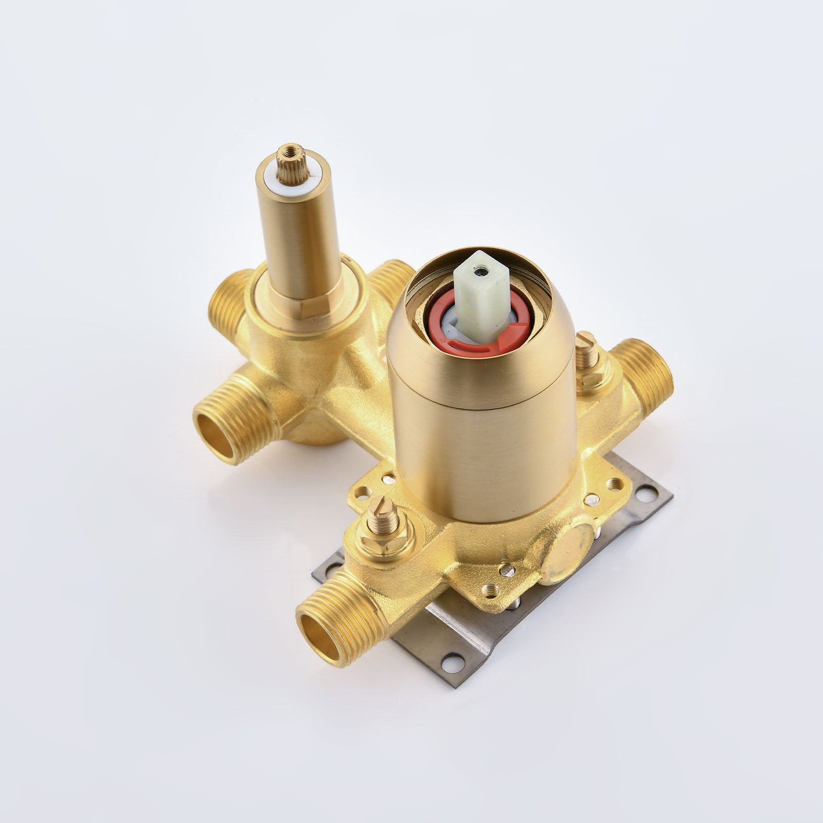 Single Handle 4 Spray Patterns Bathroom Rain Shower Faucet With Body Jet Handshower In Brushed Gold Valve Included Brushed Gold Brass