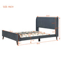 Queen Size Upholstered Platform Bed, Velvet, Gray Gray Upholstered