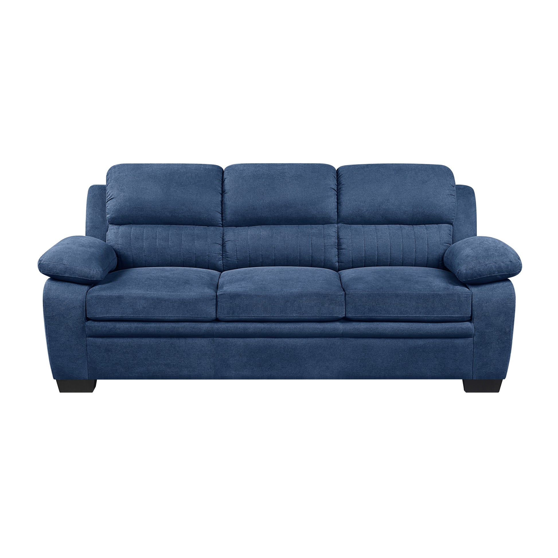 Modern Living Room 3Pc Sofa Set Plush Comfortable Sofa Loveseat Chair Blue Textured Fabric Channel Tufting Solid Wood Furniture Blue Polyester Wood Primary Living Space Contemporary Pillow Top Arms Solid Wood 6 Seat