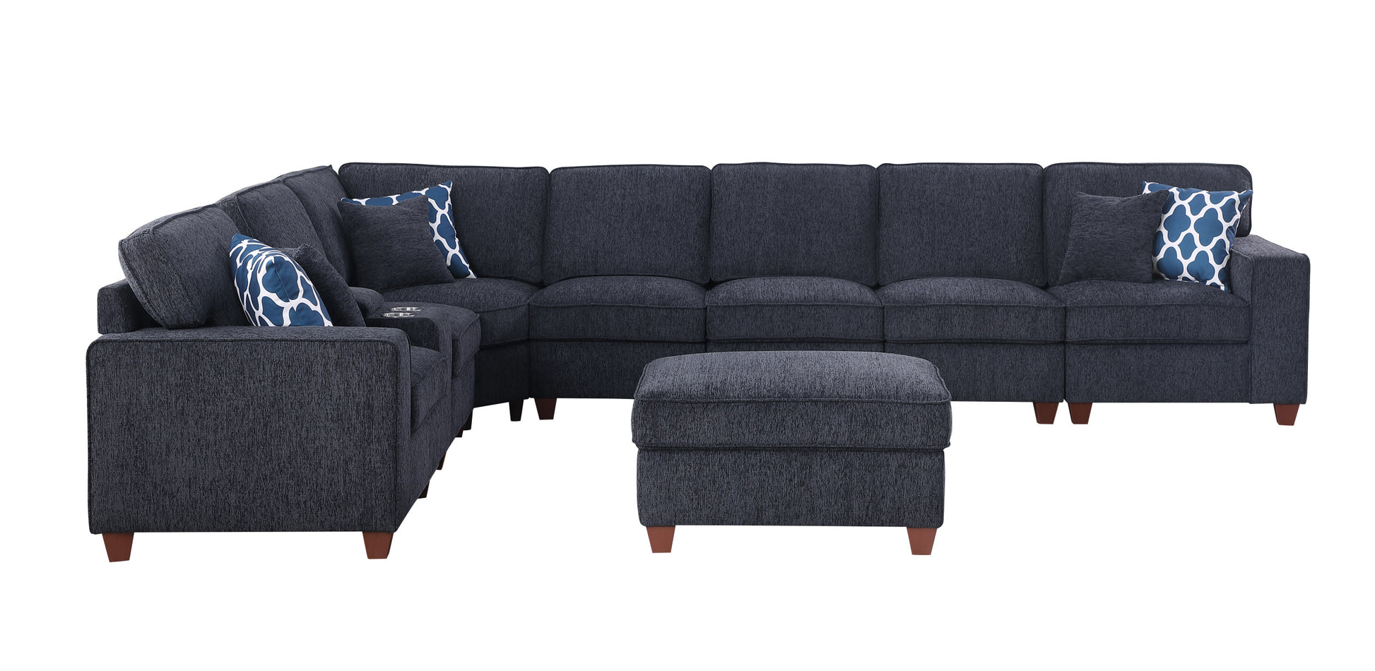 Lily Sectional Sofa With Ottoman Black Foam Chenille