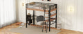 Metal Twin Size Loft Bed With Built In Desk, Storage Shelf And Ladder, Black Box Spring Not Required Black Metal Metal & Wood