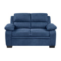 Comfortable Plush Seating Loveseat 1Pc Modern Blue Textured Fabric Channel Tufting Solid Wood Frame Living Room Furniture Blue Wood Primary Living Space Contemporary Pillow Top Arms Solid Wood