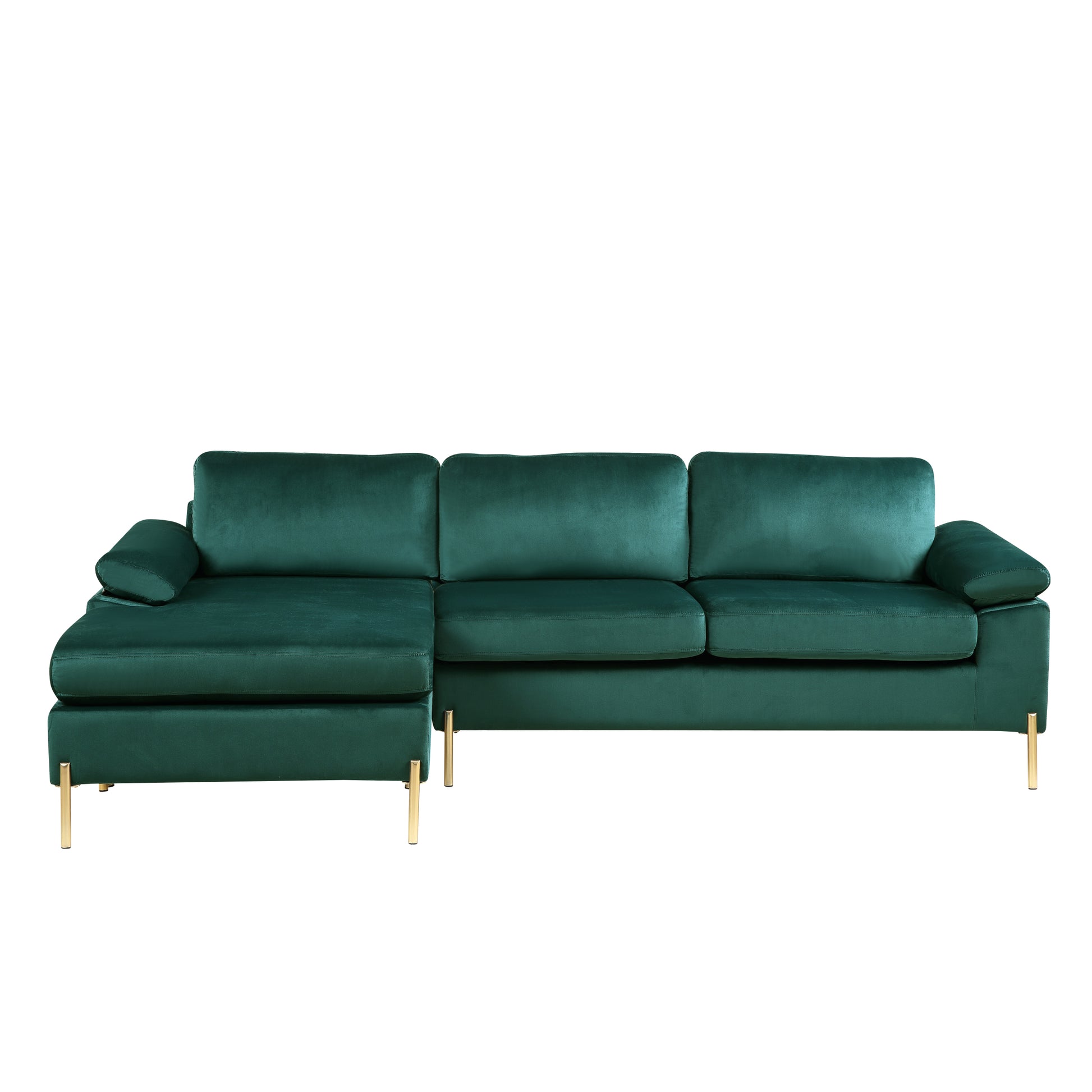 Shannon Velvet Sectional Sofa With Chaise Green Foam Velvet