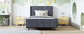 Twin Size Upholstered Platform Bed, Velvet, Gray Gray Upholstered