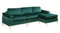 Shannon Velvet Sectional Sofa With Chaise Green Foam Velvet