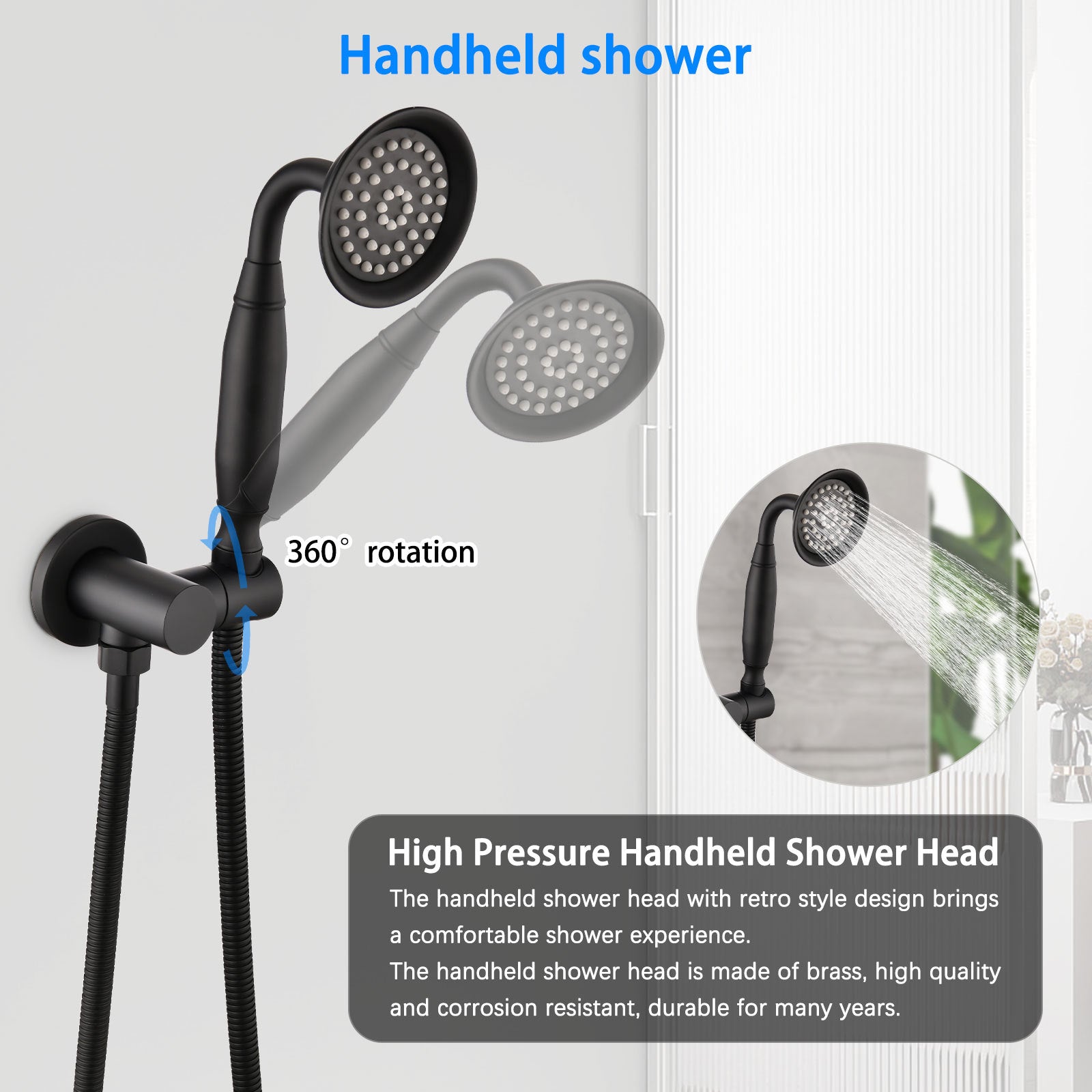 Single Handle 4 Spray Patterns Bathroom Rain Shower Faucet With Body Jet Handshower In Matte Black Valve Included Matte Black Brass